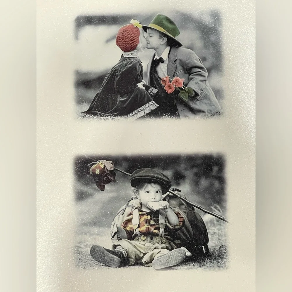 Framed Black and White with Rose Trim Child Photography Art